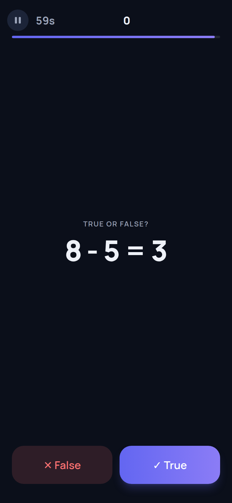 Math Sprint gameplay on iPhone