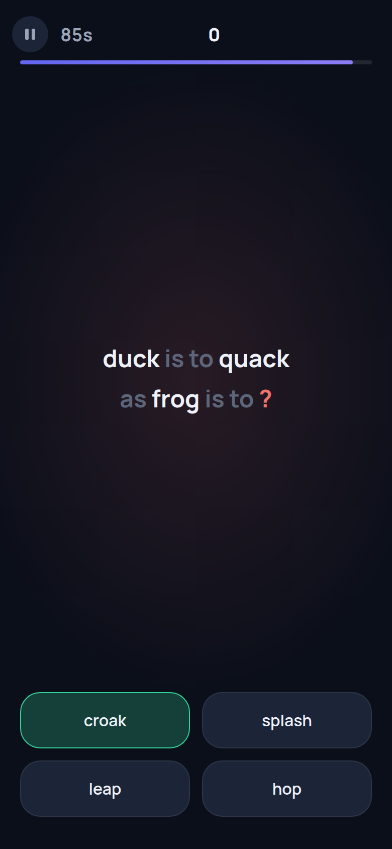 A later moment of a Word Links round